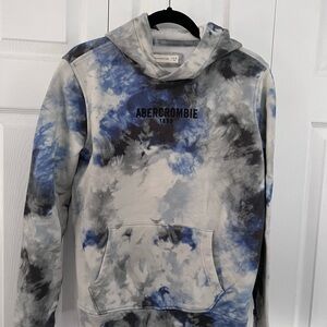 Abercrombie Kids Blue and Gray Tie-Dye Hoodie